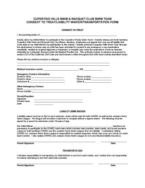 Fillable Online Cupertinohills Consent To Treat Waiver Form