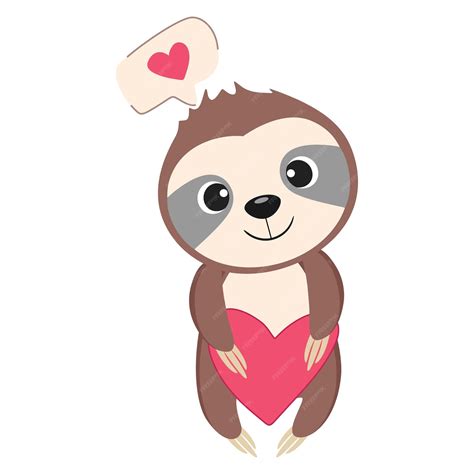 Premium Vector Cute Valentines Day Sloth Vector Stock Illustration