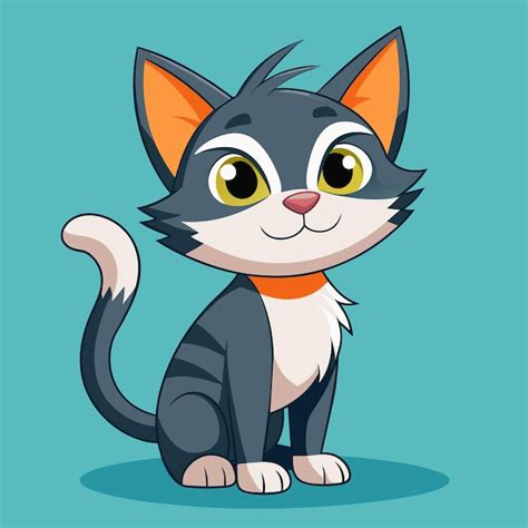 Un Gato De Dibujos Animados Con Un Collar Vector Premium