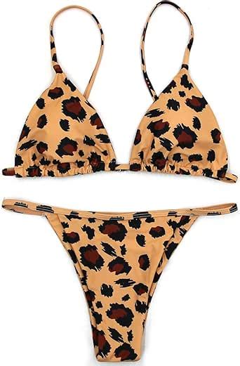 Amazon YAUASOPA Sexy Bikini Cheetah Leopard Print Swimwear Women Push Up Bikini Micro Thong