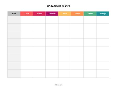 Plantilla De Horario De Clases En Pdf Y Word Gratis Didocu