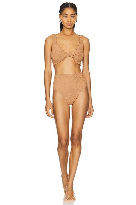 Hunza G Jamie Bikini Set In Metallic Cocoa REVOLVE