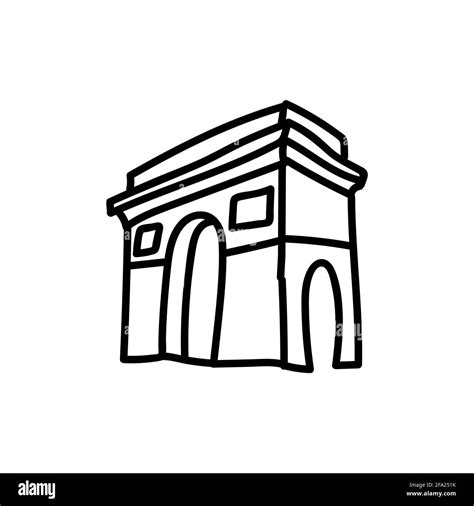 Arc De Triomphe Hand Drawn Doodle Vector Illustration Isolated On