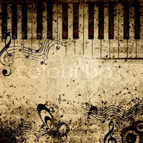 Music notes on old paper sheet background | Stock Photo | Colourbox