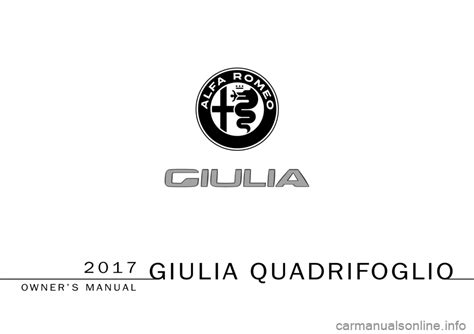 Alfa Romeo Giulia Quadrifoglio 2017 Owner S Manual 268 Pages