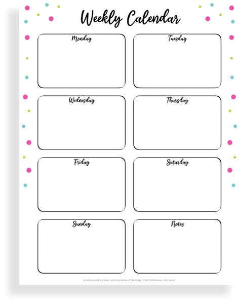 22 Free Blank Weekly Calendar Printables