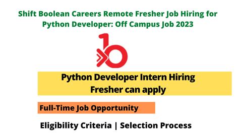 Shift Boolean Careers Remote Fresher Job Hiring For Python Developer Off Campus Job 2023 Seekajob