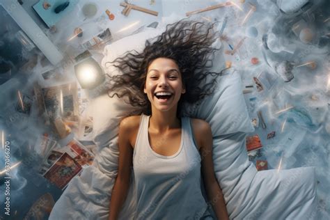 Beautiful Naked Girl In Bed Moans With Pleasure Orgasm Sexual Experience Stock Photo Adobe Stock