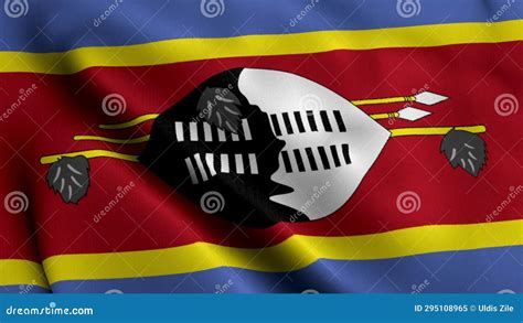 Eswatini Flag Waving Fabric Satin Texture Of The Flag Of Eswatini D