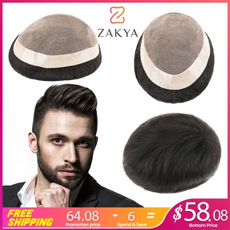 Mono Durable Human Hair Toupee Men Breathable Male Hair Prosthesis Capillary Men 130 Density 6