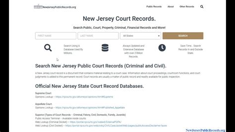 New Jersey Court Records Search Criminal Civil Divorce Public By