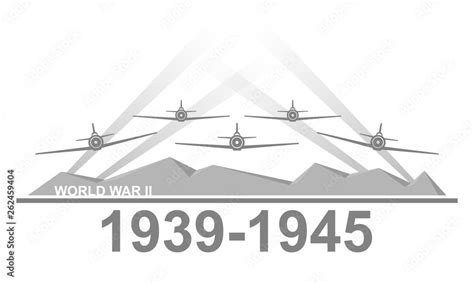 World War II 1939-1945 black and white vector illustration. Stock ...