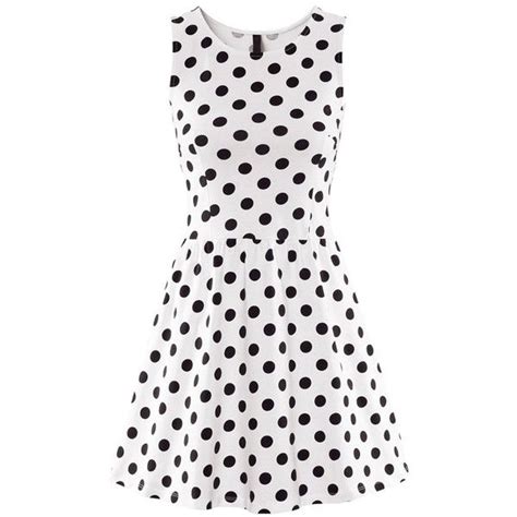 Black White Polka Dot Print Sleeveless Dress 17 Liked On Polyvore Featuring Dresses Vestidos