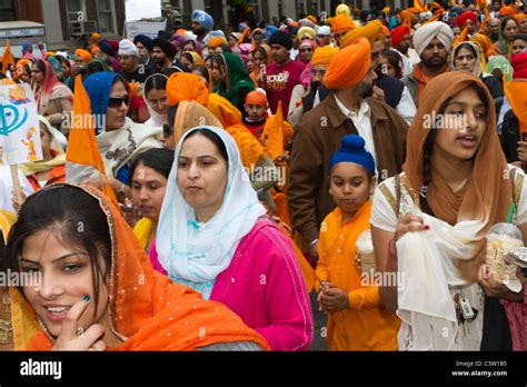 Sikhs Marching In The Sikh Day Parade In New York City Stock Photo