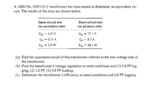 Solved A Va V Transformer Has Been Tested To Chegg