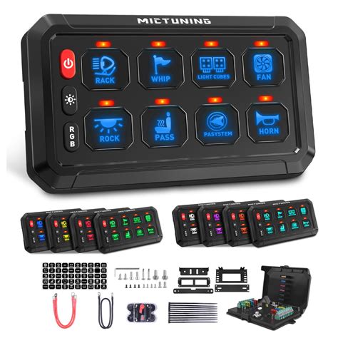 MICTUNING RGB 8Gang Switch Panel On Off LED Light Circuit Control Box