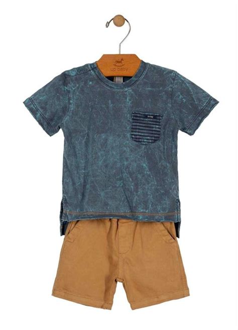 Conjunto Camiseta E Bermuda Azul Up Baby