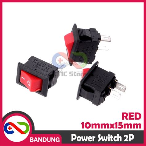 Jual ROCKER SWITCH SAKLAR POWER KCD11 10X15MM 250V 3A 125V 6A AC 2 PIN