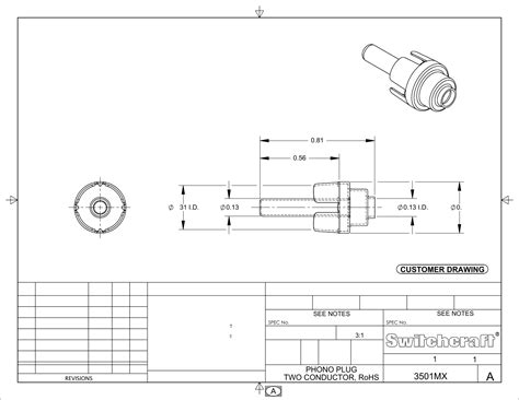 3501MX Drawing Datasheet by Switchcraft Inc. | Digi-Key Electronics