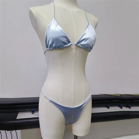 Shop Our New Custom Logo Solid Color Satin Bikini Set