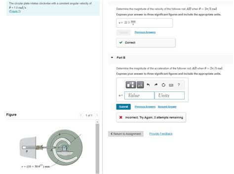 Solved The Circular Plate Rotates Clockwise With A Constant Chegg