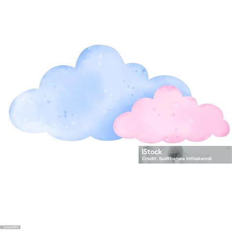cute cloud  blue  pink stock illustration  image