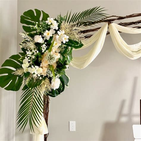 Tropical Wedding Arch Flowers Corner Swag Tieback Made With Etsy