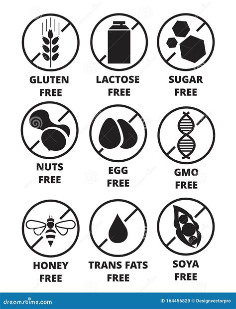 Allergen Free Labels Set Isolated on White Stock Vector - Illustration ...