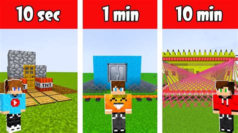 NAJLEPSZE ZABEZPIECZENIA TAJNYCH BAZ W Minecraft 10 SEKUND Vs 1 MINUTA