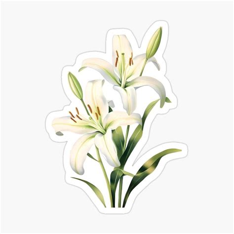 Lilies Flower Sticker Lily Flower Aesthetic Stickers Nature Stickers