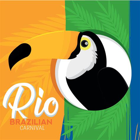 Cute toucan tropical bird Rio de Janeiro carnival poster Vector ...