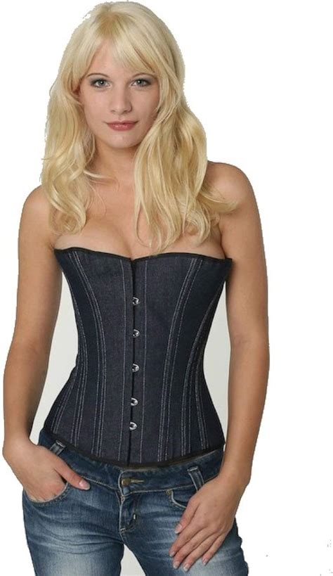 Fapedo Korsett Corsage Korsage Corset Halbbrust Jeans Blau Amazon De