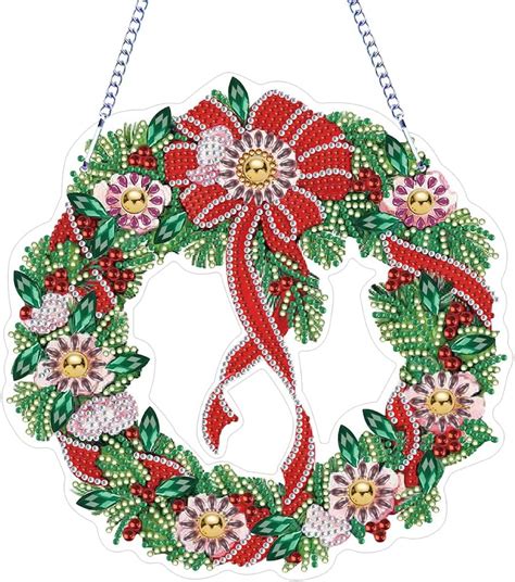 Amazon Azuraokey Christmas Diamond Art Painting Wreath Hanging