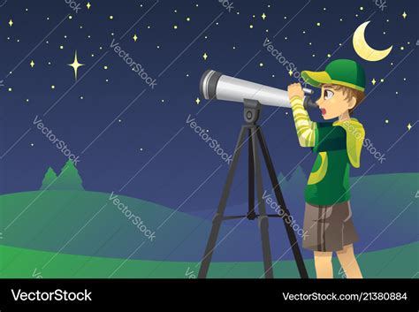 Looking at stars with telescope Royalty Free Vector Image