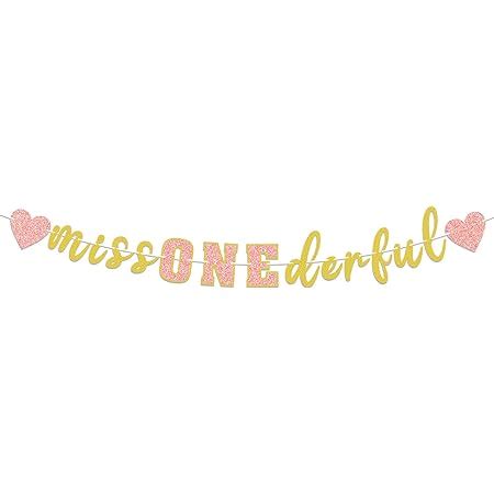 Amazon LASKYER Miss Onederful Gold And Pink Glitter Garland Banner