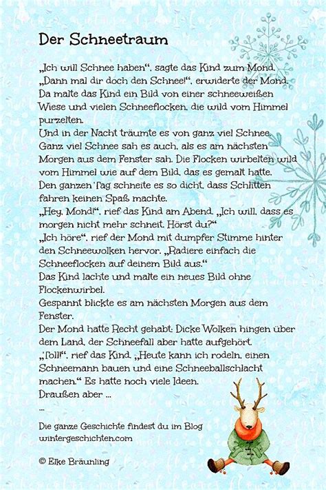 Der Schneetraum Geschichten für kinder Weihnachtsgeschichte kinder