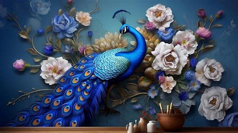 A 3d Peacock Wallpaper Premium AI Generated Image