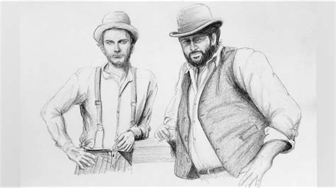 Disegno Terence Hill E Bud Spencer In Bianco E Nero A Matita