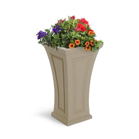 Mayne Self Watering Cambridge 16 In Square Clay Plastic Column Planter