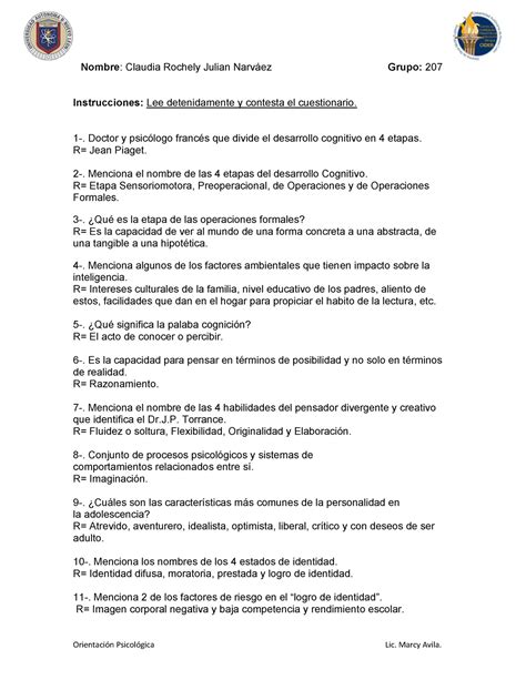 Cuestionario Etapa 2 Orientación Vocacional 2021 Orientación