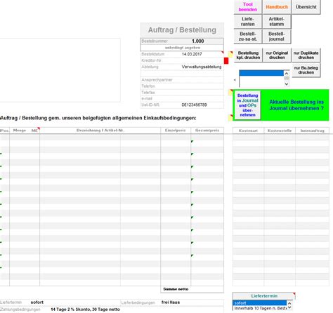 Excel Vorlage Einkauf Bzw Bestell Und Lieferantenverwaltung