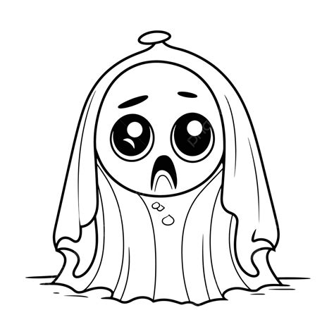 Cute Scary Ghost Coloring Pages Outline Sketch Drawing Vector Rip