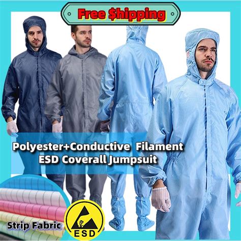 Esd Ship Direct Factory Esd Coverall Washable Cleanroom Jumpsuit