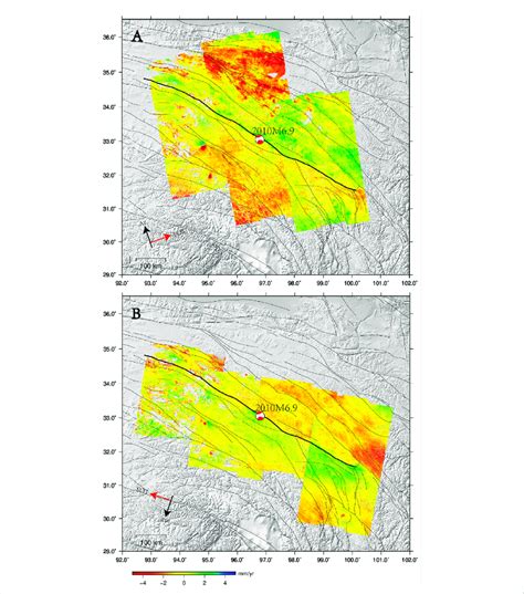 InSAR LOS Velocity Fields For A Ascending Tracks A70 A172 And A99