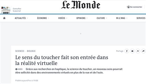 Le Monde The Sense Of Touch Enters Virtual Reality Rainbow