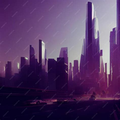 Premium AI Image | A city skyline with a car and a city in the background.