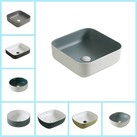 Square Shaped White Glazed Minimalist Bathroom Sanitary Ware Sink Basin