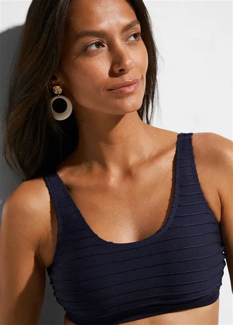 Mooie Bralette Bikini Met Structuur Donkerblauw