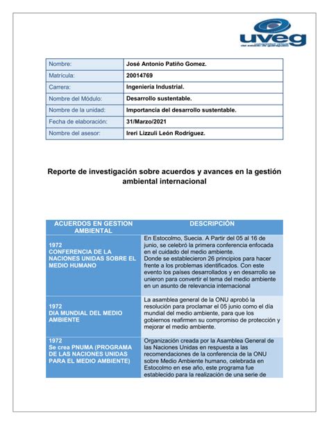 Acuerdos En Gestion Ambiental