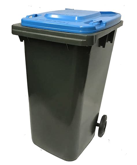 240 Lt Wheelie Bin With Blue Lid And Green Body Comes With 2 Wheels